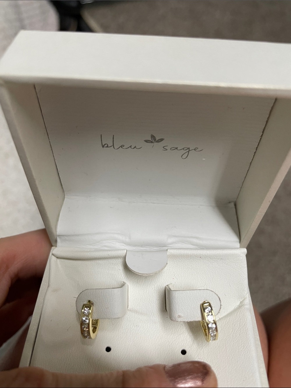 Sterling silver 14k Gold plated huggie Hoop Earrings with cubic stones